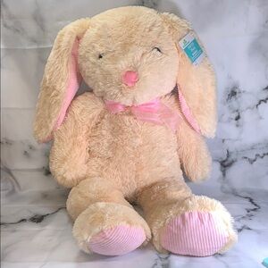 New With Tags XL Easter Bunny Plush Cream and Pink Bunny Toy